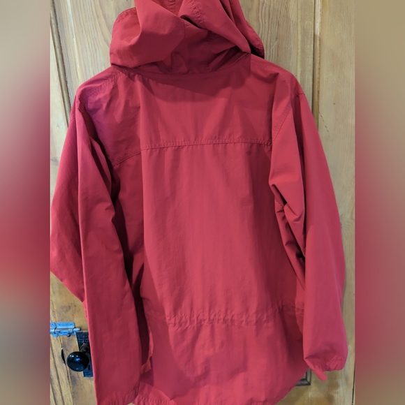 Vintage LL Bean women's L Red Anorak Nylon Windbreaker Hooded 1/4 Zip Jacket - Picture 7 of 8